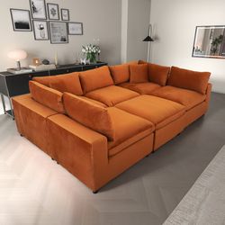 Orange Velvet Sectional