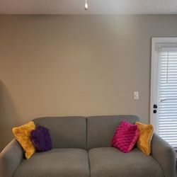 Boucle loveseat and chair