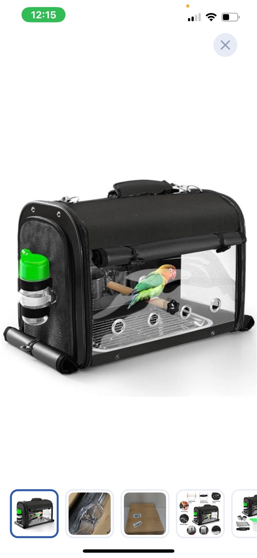 “New”Bird Carrier Travel Cage W/stand Lightweight Backpack(Breathable)black Retail $119