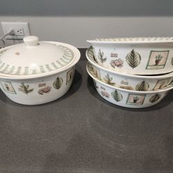 Pflatzgraff Naturewood Casserole And 3 Serving Bowls