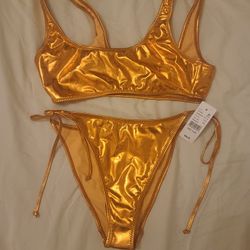 Pac Sun Orange Bikini Set Size Small Top Med. Bottoms NWT