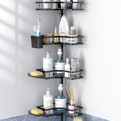 new-Aitatty Corner Shower Caddy Tension Pole: 4 Tier adjustable Rustproof Bathroom Organizer Shelves - Bathtub shampoo rack 31-124 inch