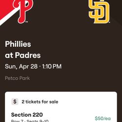 Padres vs. Phillies - Sunday April 28th - 2 Tix/each