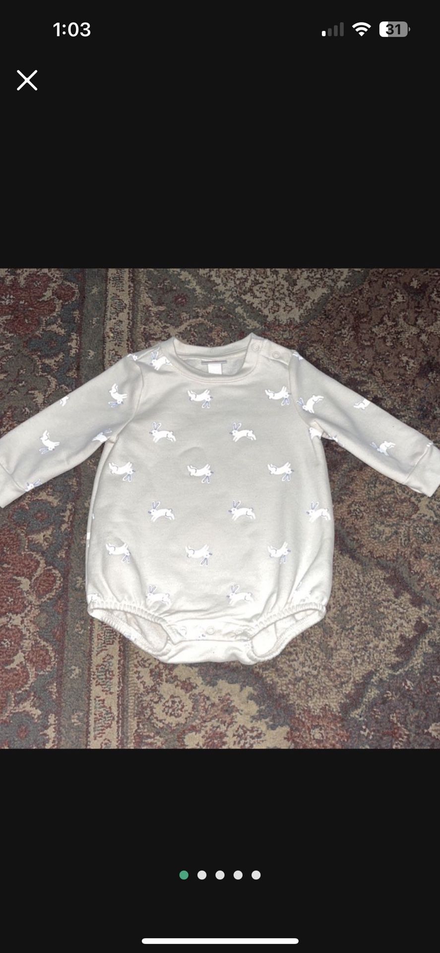 Cat & Jack Baby Boy’s / Girl’s Rabbit / Bunny Onesie, Size 6-9 Months