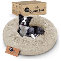 Brand new Donut Dog Bed - Premium Comfort for Anxiety Relief - Fluffy & Calming Design with Ultra-Plush Support (Size L Beige)
