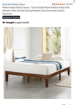 12 Inch Solid Queen Bamboo Bed Frame Only