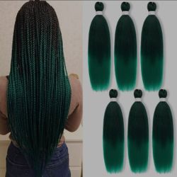 Braiding Hair Long Braid 30 Inch 1 Pack Braiding Hair Pre stretched Professional Ombre Natural Black to Green Hair Extensions Hot Water Setting Synthe