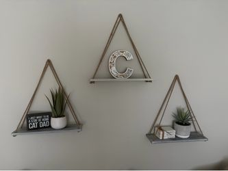 Decorative Hanging Rope Wall Shelves Set