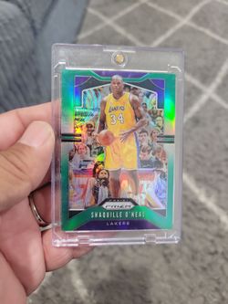 Shaquille O'Neal green silver prizm basketball card