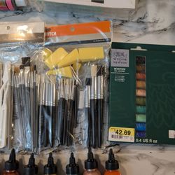 Brand New Oil Base Paint And Two Sets Of Brushes