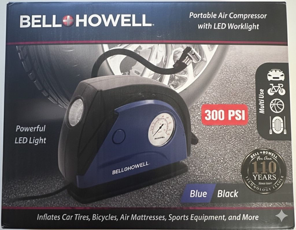 Bell+Howell 300 PSI Portable Air Compressor - Fast & Easy Inflation! 