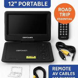 DBPOWER 12" Portable DVD Player w/ Remote, AV Cables, Car Charger, Manual