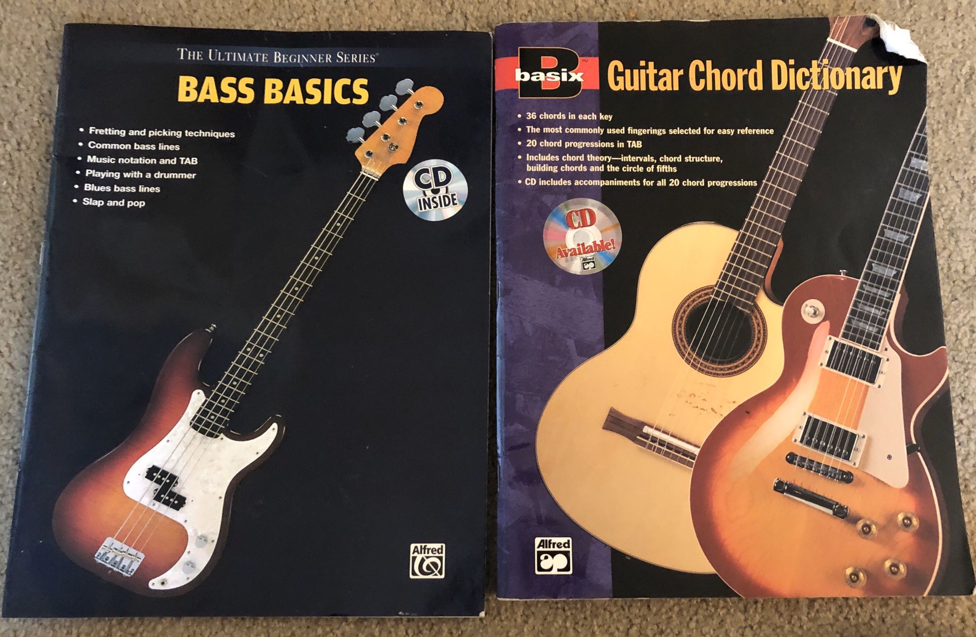 Bass and Acoustic Guitar Music Chord Dictionary Books