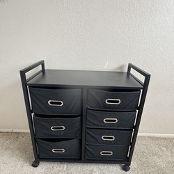Black 7-bin rolling cart