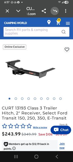FORD TRANSIT Curt 13193, Class 3 T Trailer Hitch Bramd New!