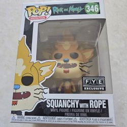 Funko POP Animation Rick And Morty 346 Squanchy With Rope FYE Exclusive Vinyl Figure New 