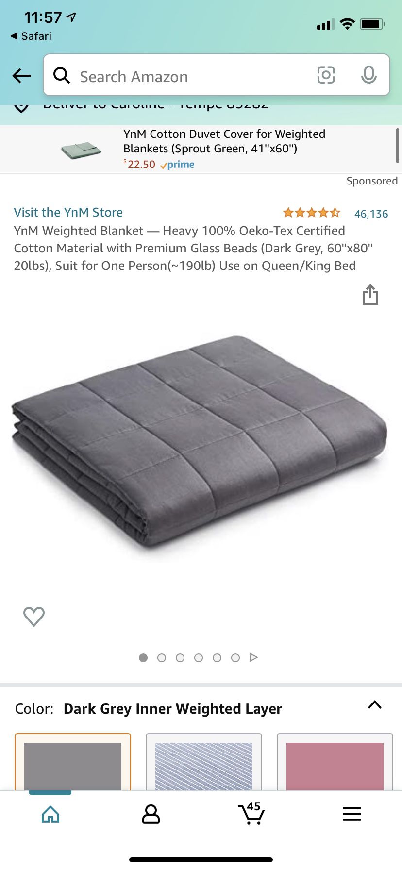 YNM weighted Blanket Grey 25 Pounds 