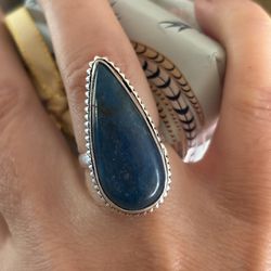 925 Sterling Silver Blue Apatite Gemstone Ring 7