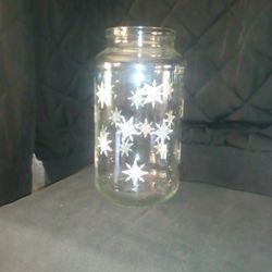 Christmas "Snow Flake" Vintage  Glass Jar