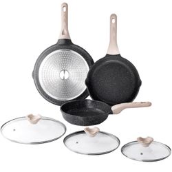 Set de Sartenes Antiadherentes con Tapas de Vidrio