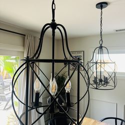 2 BLACK CHANDELIERS