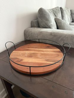 Hearth & Hand Magnolia 16" Wood Metal Round Tray