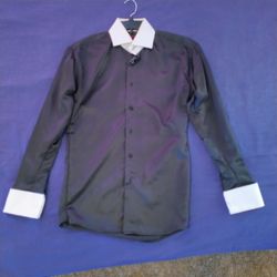 Black & White Trim Dress Shirt Men's