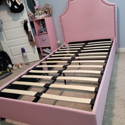 Pink Twin Bed Frame with Mattress