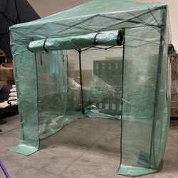 8 × 8 inch push setup instant pop-up greenhouse with polyethylene cover, zippered roller doors