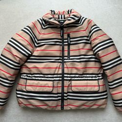 Burberry Kids 6y Girl Mollie Icon Stripe Down Jacket 