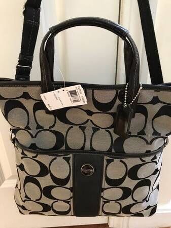 Coach Signature Stripe Foldover tote