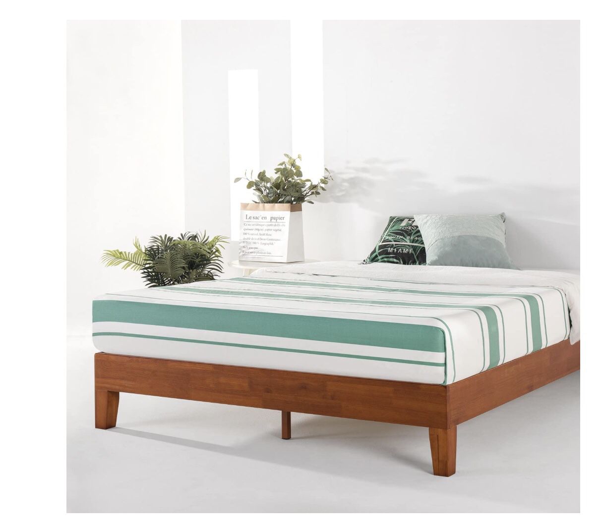 Mellow Naturalista Grand - 12 Inch Solid Wood Platform Bed with Wooden Slats - No Box Spring Needed - Twin (Cherry)