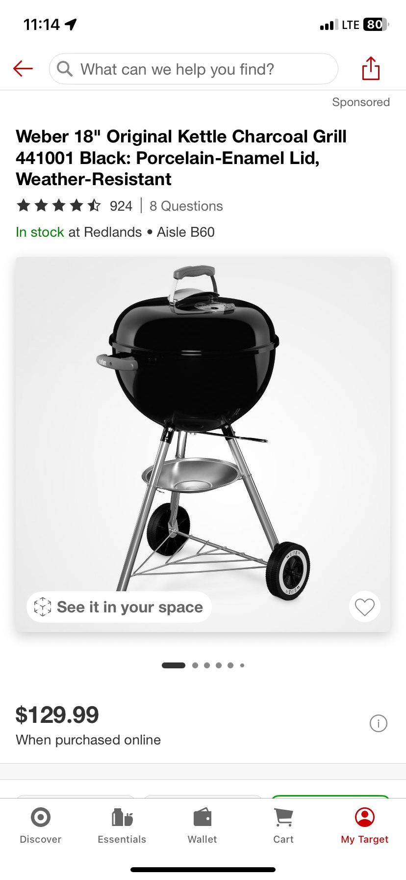Weber 18" Original Kettle Charcoal Grill