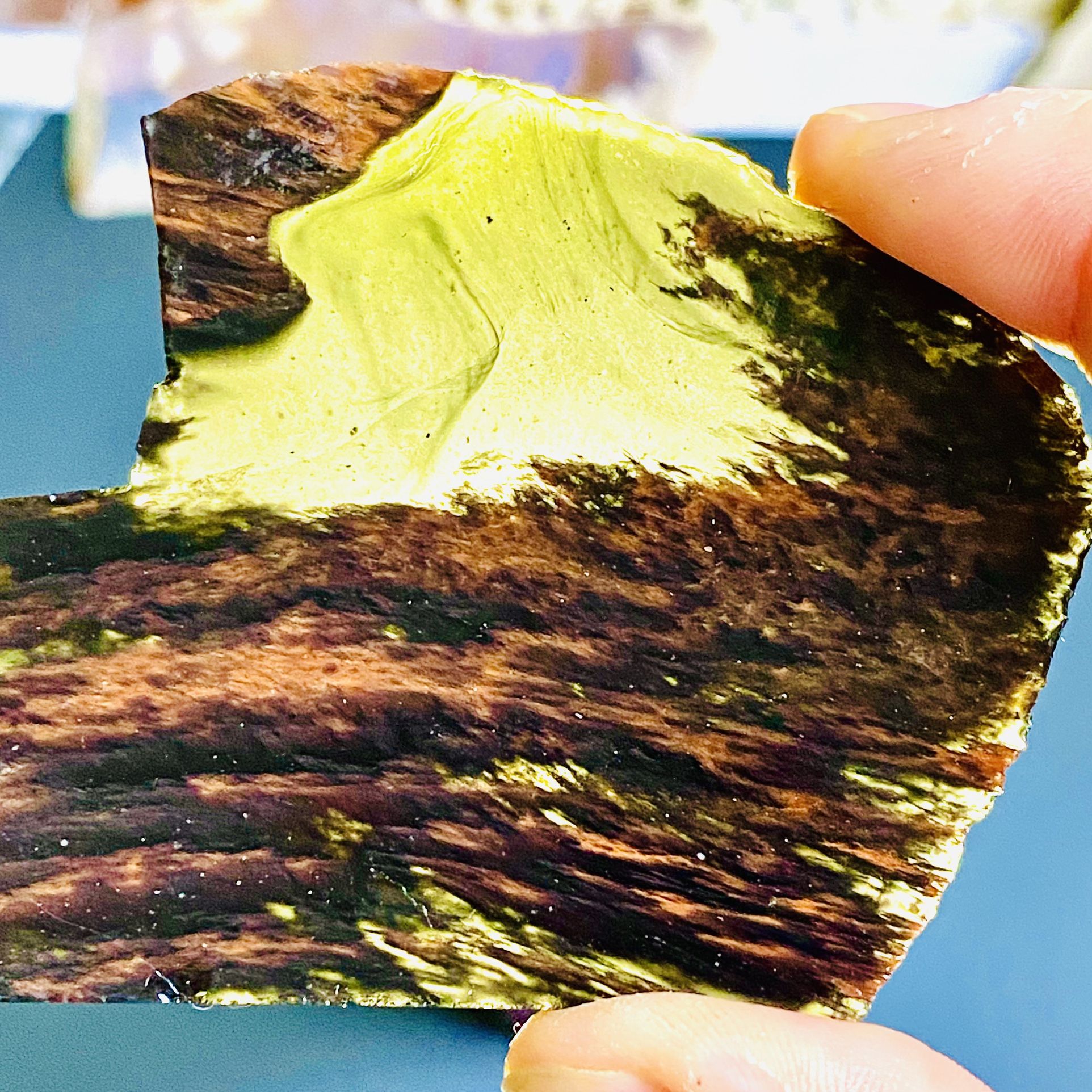Tri Flow Mahogany Obsidian from Glass Butte Oregon Raw Cab Stone Slab Slice 46g