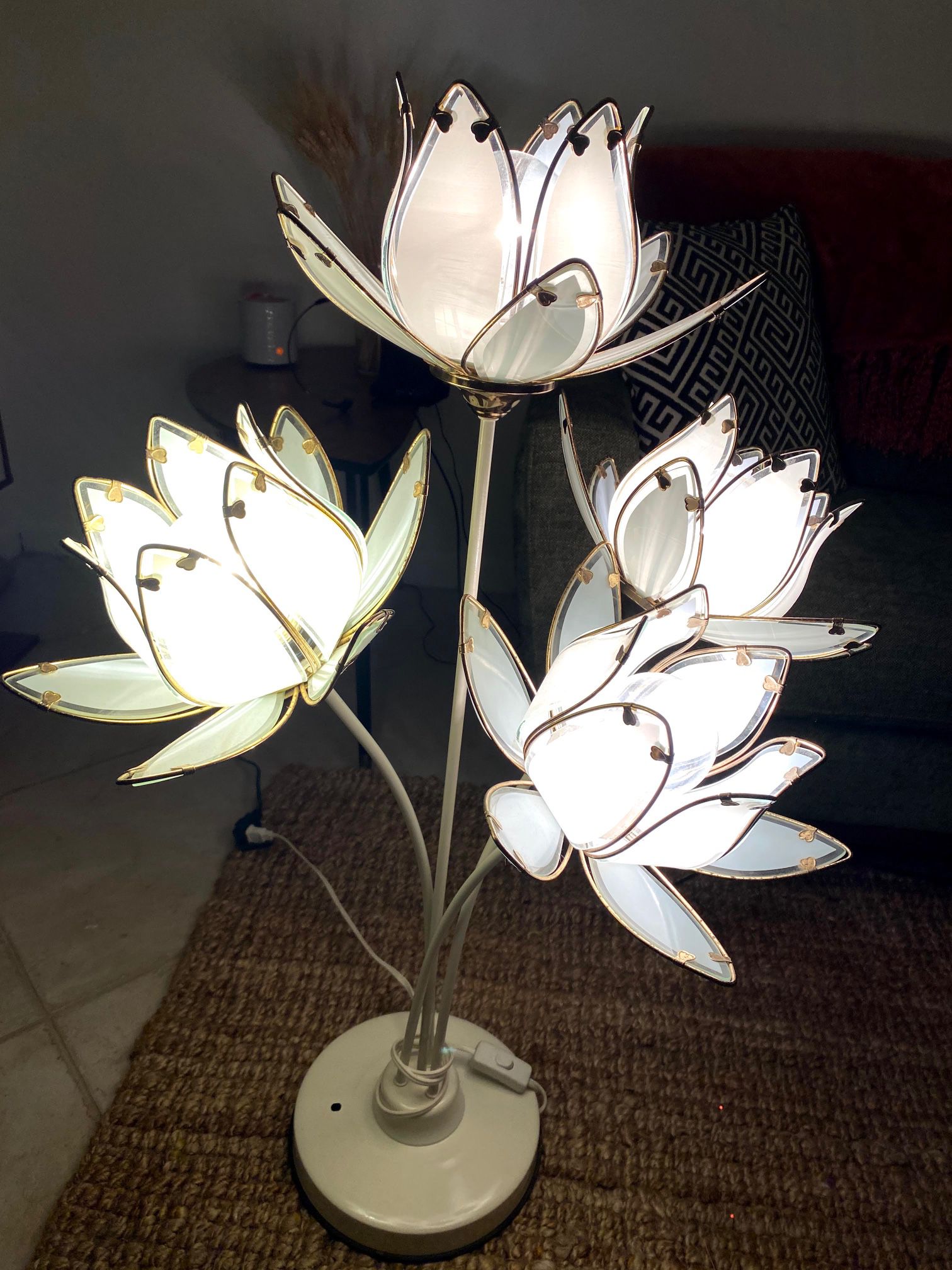 Set Of Two Vintage Lotus Lamps