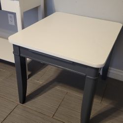 TWO WHITE AND GRAY END/SIDE TABLES