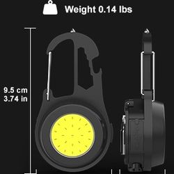 Mini COB Work Light, 500 Lumens Keychain Light, Waterproof USB Keychain Flashlights Rechargeable, 4 Light Modes Keychain Flashlights High Lumens