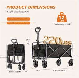 New in Box Portable Folding Wagon – Heavy Load Utility Cart in Black