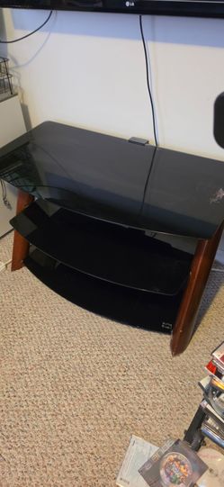3-Tier Black Glass TV Stand / Entertainment Center