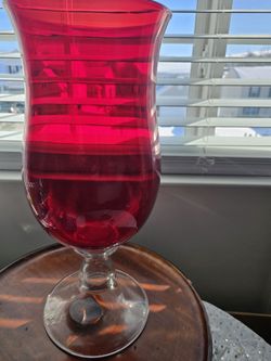 $25.00 - Elegant Glass Pedestal Vase & Statement Accent!  Gorgeous Colors & Design Form/Like New Condition!