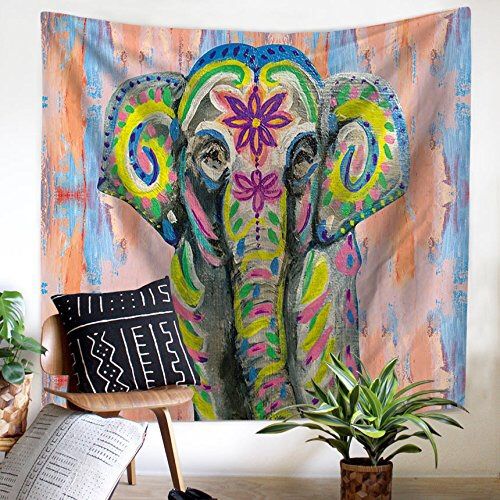 Bohemian Elephant Tapestry Wall Hanging Decor, Indian Hippie Hanging wall decor, Bedroom Living Room Dorm Wall Hanging Tapestry Beach Throw/Table Run