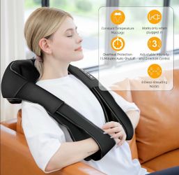 Plug-In Shiatsu Neck Massager - Ergonomic Cervical Massage Device with 3 Speed Levels, Gentle Warmth for Tense Muscles, Deep Tissue Kneading, Circulat