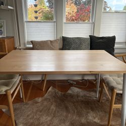 30x48” Maple Table With White Metal Legs