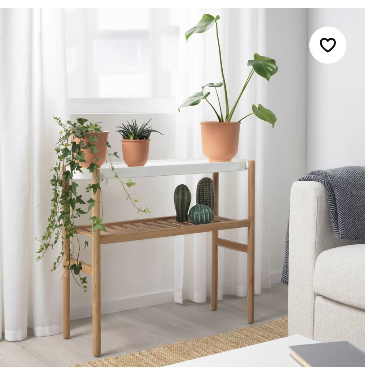 Plant stand, bamboo/white, 27 ½ "