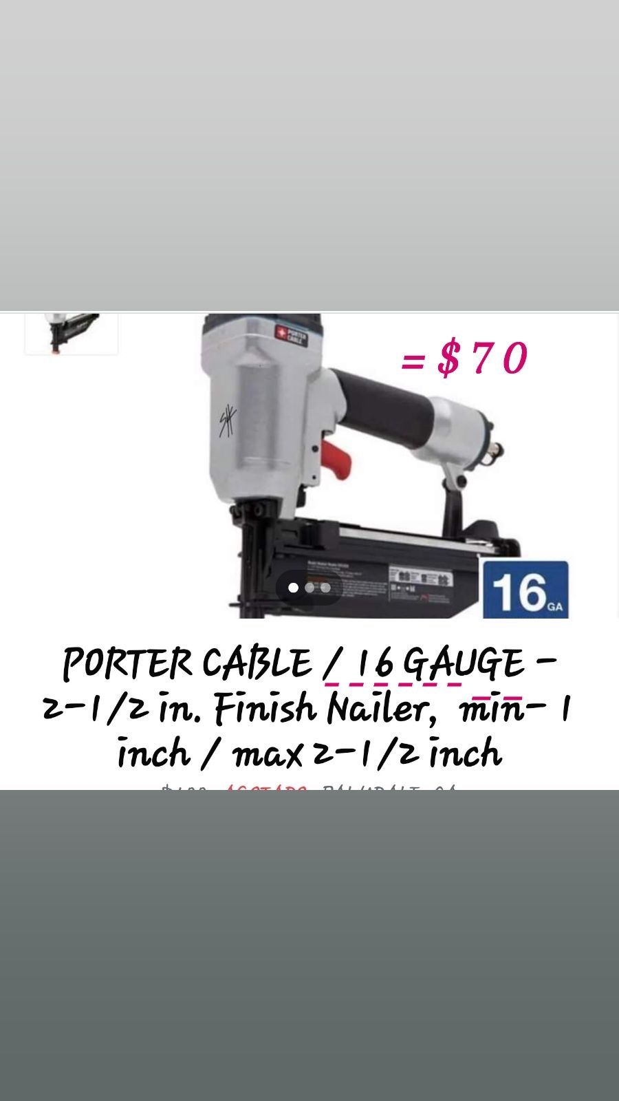 PORTER CABLE CALIBRE 16 = $ 70