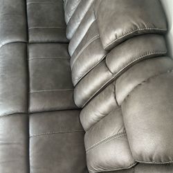 Grey Leather Recliner Couch