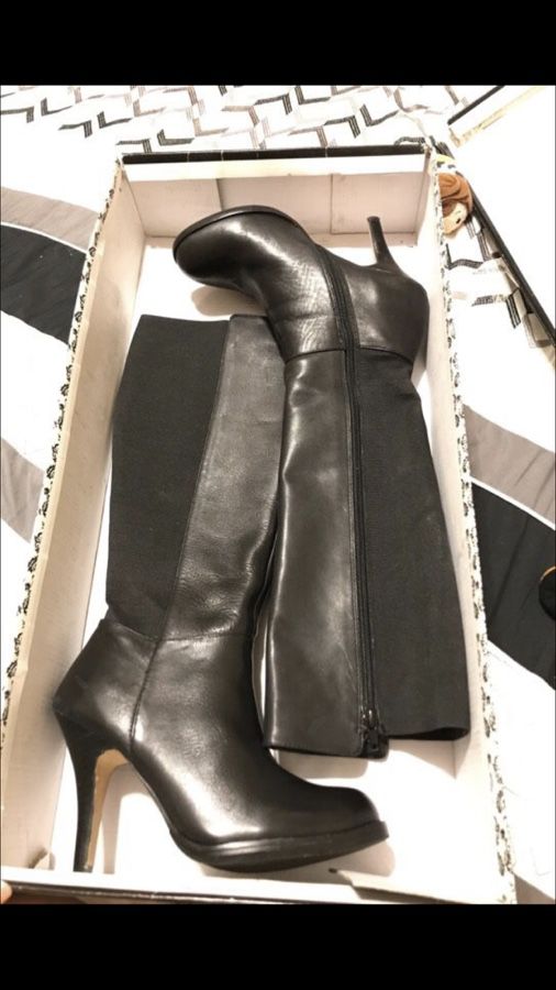 Knee high boots faux leather