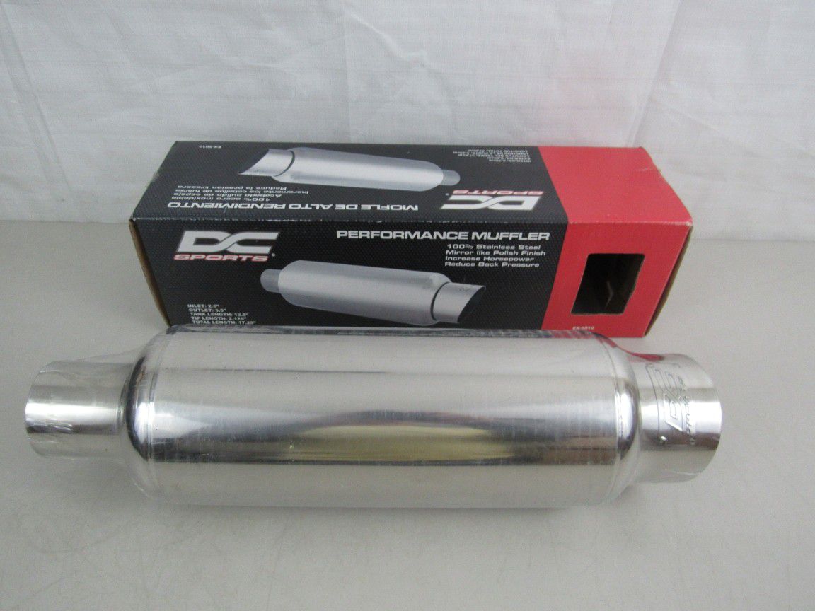 DC Sports Stainless Steel Exhaust Muffler 2.5" Inlet 3.5" Outlet