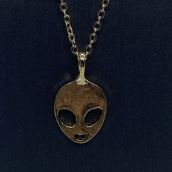 Fashion Gold Plate Alien Pendant Necklace 