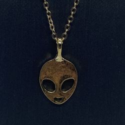 Fashion Gold Plate Alien Pendant Necklace 